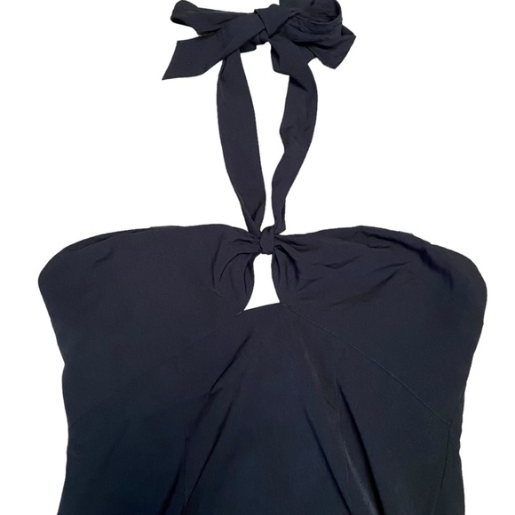 NWT Abercrombie & Fitch Knot Front Cut Out Halter Mini Dress Black M New - Picture 3 of 12